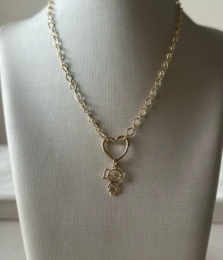 Choker Coração Liso Vazado com Pingente Mãe de Menina