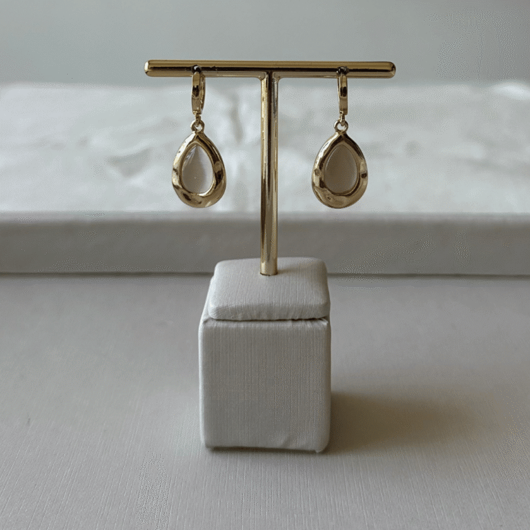 Argola Click com Pingente Pedra Amazonita – Banho Ouro 18K – Tamanho P