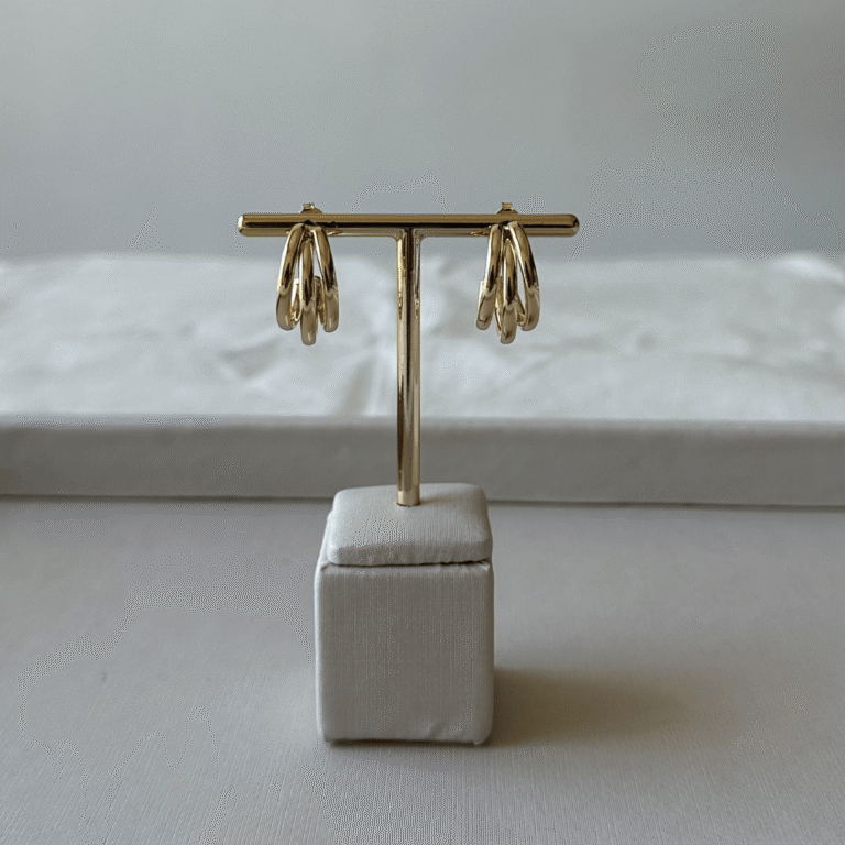 Argola Tubo Tripla – Banho Ouro 18K – Tamanho M