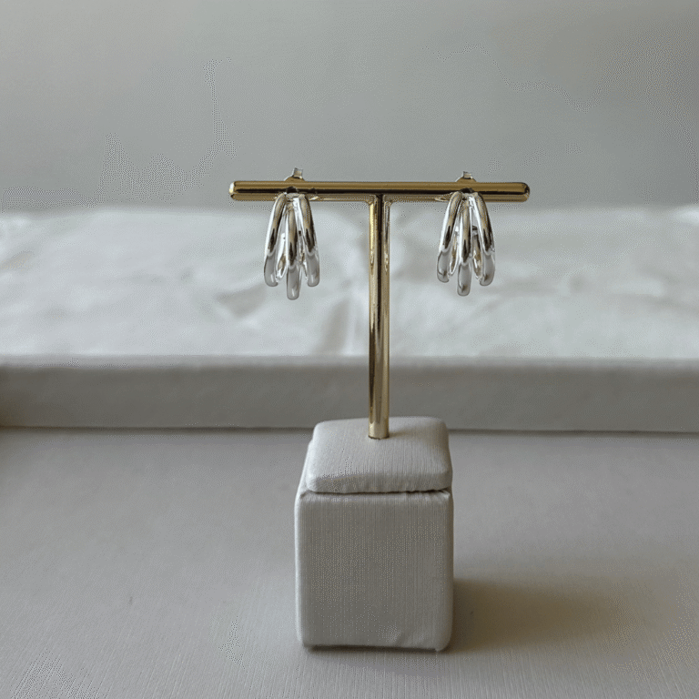 Argola Tubo Tripla – Banho Ródio Prata – Tamanho M