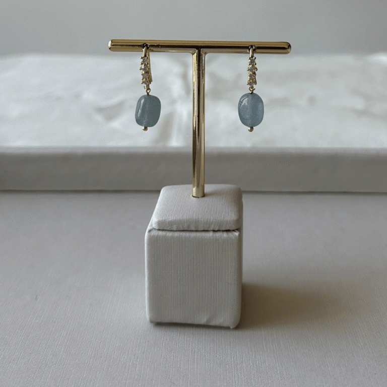 Brinco Pingente Pedra Quartzo com Zircônia – Tamanho P