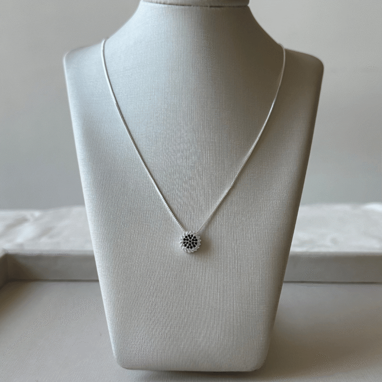 Cordão Bola Cravejada de Zircônia – Banho Ródio Prata – Tamanho 40 cm